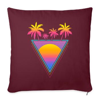 Vaporwave Esthétique Rétro Sunset Palm - Housse de coussin décorative 45 x 45 cm - bordeaux - Devant