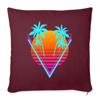 Vaporwave Esthétique Rétro Sunset Palm - Housse de coussin décorative 45 x 45 cm - bordeaux - Devant