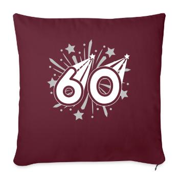 60 ans 60e anniversaire fête numéro 60 - Housse de coussin décorative 45 x 45 cm - bordeaux - Devant
