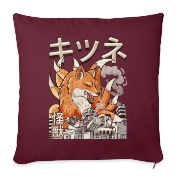 Kaiju Kitsune Renard à neuf queues Japonais Ge - Housse de coussin décorative 45 x 45 cm - bordeaux - Devant