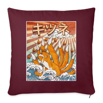 Kaiju Kitsune Renard à neuf queues Kanagawa Gesch - Housse de coussin décorative 45 x 45 cm - bordeaux - Devant
