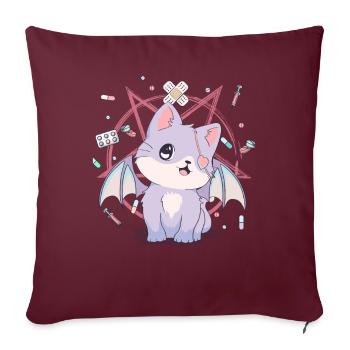 Kawaii Cat Pastel Goth Yami Kawaii Pentagramme G - Housse de coussin décorative 45 x 45 cm - bordeaux - Devant