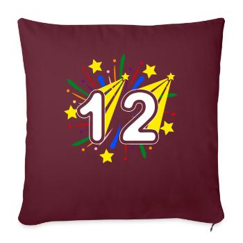 12 ans 12ème anniversaire fête numéro 12 - Housse de coussin décorative 45 x 45 cm - bordeaux - Devant