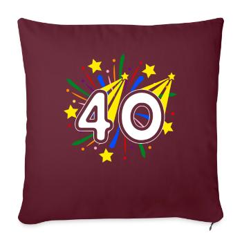 40 ans 40ème anniversaire fête numéro 40 - Housse de coussin décorative 45 x 45 cm - bordeaux - Devant