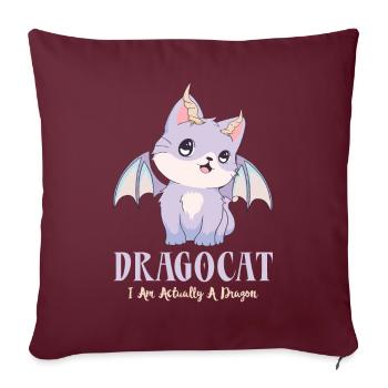 Kawaii Katze Dragocat Ich bin eigentlich ein Drach - Sofakissenbezug 45 x 45 cm - Burgunderrot - Vorne
