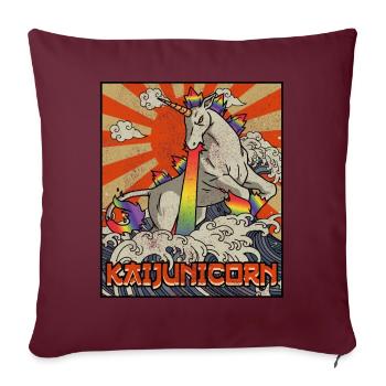 Kaiju Licorne Kanagawa Vague Kaijunicorn - Housse de coussin décorative 45 x 45 cm - bordeaux - Devant