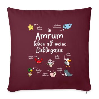 Meine Lieblingstiere in Amrum - Sofakissenbezug 45 x 45 cm - Burgunderrot - Vorne