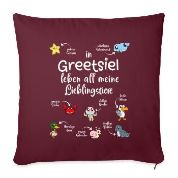 Meine Lieblingstiere in Greetsiel - Sofakissenbezug 45 x 45 cm - Burgunderrot - Vorne