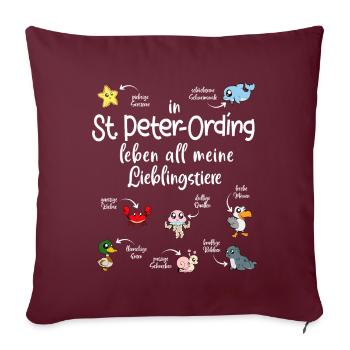 Meine Lieblingstiere in St. Peter-Ordíng - Sofakissenbezug 45 x 45 cm - Burgunderrot - Vorne