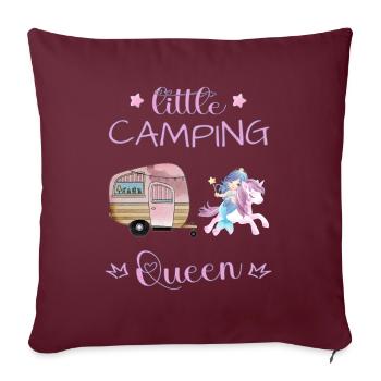 Little Camping Queen -Licorne Sirène Caravane Fille - Housse de coussin décorative 45 x 45 cm - bordeaux - Devant