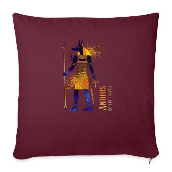 Farbige Zeichnung der ägyptischen Gottes Anubis - Sofakissenbezug 45 x 45 cm - Burgunderrot - Vorne
