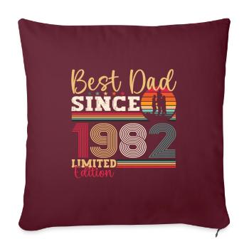 Meilleur père pour hommes depuis 1982 Fête des Pères Cadeau Amusant - Housse de coussin décorative 45 x 45 cm - bordeaux - Devant