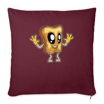 Pain toast Kawaii - Housse de coussin décorative 45 x 45 cm - bordeaux - Devant