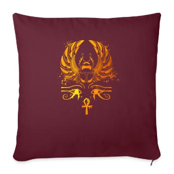 Chepre mit Glyphen - Ägyptischer Skarabäus - Sofakissenbezug 45 x 45 cm - Burgunderrot - Vorne