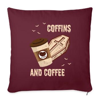 Cercueils et café Cercueil Halloween Café - Housse de coussin décorative 45 x 45 cm - bordeaux - Devant