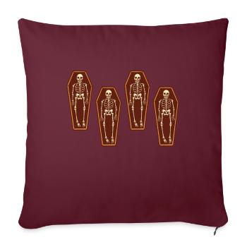 Squelette dans le cercueil Cercueil Halloween - Housse de coussin décorative 45 x 45 cm - bordeaux - Devant