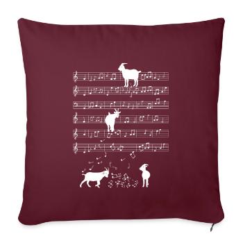 Cadeau de partition de musique de chèvre - Housse de coussin décorative 45 x 45 cm - bordeaux - Devant