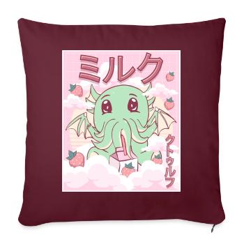 Kawaii Cthulhu Necronomicon Lait de fraise - Housse de coussin décorative 45 x 45 cm - bordeaux - Devant