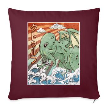 Kaiju Cthulhu Necronomicon Monstre japonais - Housse de coussin décorative 45 x 45 cm - bordeaux - Devant