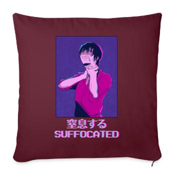 Emo Anime Junge Vaporwave Ästhetisch Ersticktes Ge - Sofakissenbezug 45 x 45 cm - Burgunderrot - Vorne