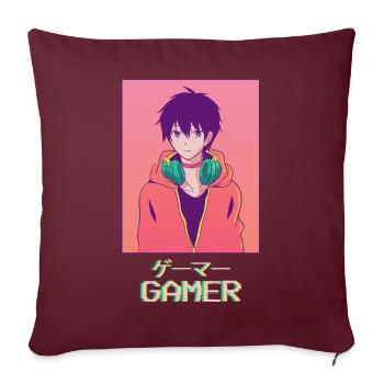Gamer Anime Junge Japanisch Vaporwave Ästhetisches - Sofakissenbezug 45 x 45 cm - Burgunderrot - Vorne