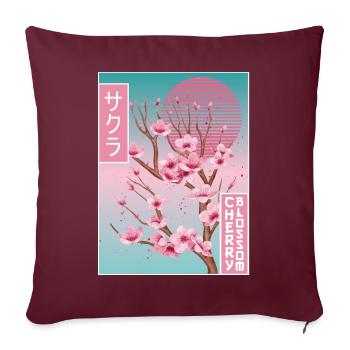 Sakura Kirschblüte Vaporwave Ästhetisches Geschenk - Sofakissenbezug 45 x 45 cm - Burgunderrot - Vorne