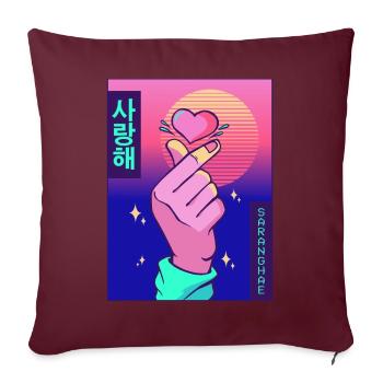 Finger Herz Vaporwave Ästhetische Saranghae Gesche - Sofakissenbezug 45 x 45 cm - Burgunderrot - Vorne