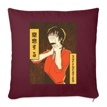 Emo Anime Junge Vaporwave Ästhetisch Ersticktes Ge - Sofakissenbezug 45 x 45 cm - Burgunderrot - Vorne