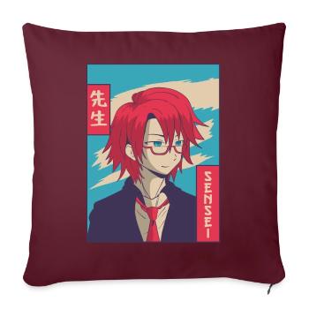 Sensei Anime Junge Japanisch Vaporwave Ästhetische - Sofakissenbezug 45 x 45 cm - Burgunderrot - Vorne