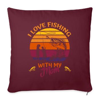 J’aime pêcher avec ma mère Pêche - pour les enfants - Housse de coussin décorative 45 x 45 cm - bordeaux - Devant