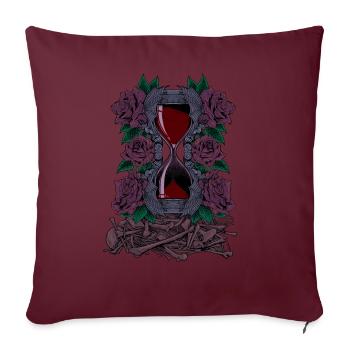 Os et roses - Sablier gothique - Housse de coussin décorative 45 x 45 cm - bordeaux - Devant