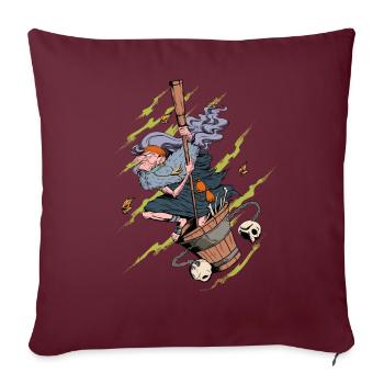 Zeichnung der Baba Jaga - Sofakissenbezug 45 x 45 cm - Burgunderrot - Vorne