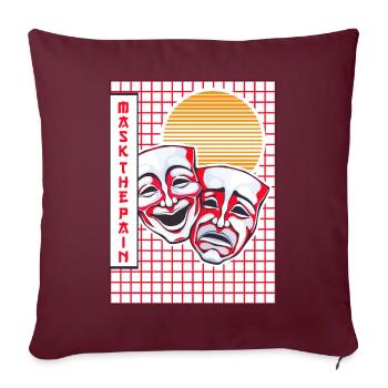Masque de théâtre Vaporwave Esthétique Drame Comédie - Housse de coussin décorative 45 x 45 cm - bordeaux - Devant