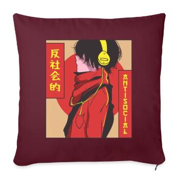 Antisozialer Anime Junge Vaporwave Ästhetisches Ge - Sofakissenbezug 45 x 45 cm - Burgunderrot - Vorne