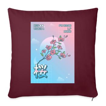 Kirschblüte Sakura Vaporwave Ästhetische VCR Gesch - Sofakissenbezug 45 x 45 cm - Burgunderrot - Vorne
