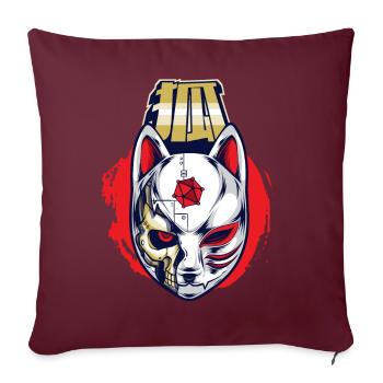 Cyborg Kitsune Masque Fox Masque Cyber Punk Cyber - Housse de coussin décorative 45 x 45 cm - bordeaux - Devant