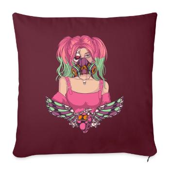 Cyborg Anime Girl Cyber Punk Cyber Esthétique - Housse de coussin décorative 45 x 45 cm - bordeaux - Devant