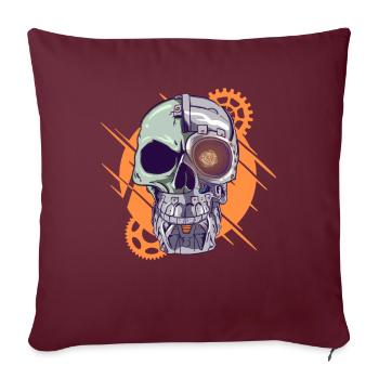 Cyborg Skull Cyber Punk Cyber Esthétique Cadeau - Housse de coussin décorative 45 x 45 cm - bordeaux - Devant