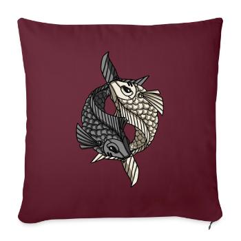 Cyborg Koi Fish Ying Yang Cyber Punk Cyber Gesche - Housse de coussin décorative 45 x 45 cm - bordeaux - Devant