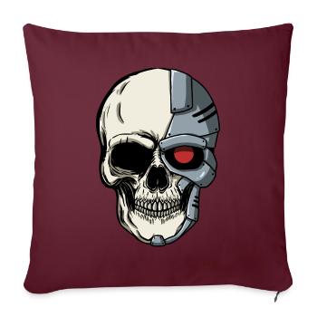 Cyborg Skull Cyber Punk Cyber Esthétique Cadeau - Housse de coussin décorative 45 x 45 cm - bordeaux - Devant