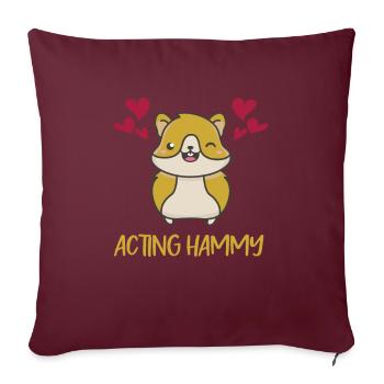 Acting Hammy Hamster Cheeks Hearts Hamster Nourriture - Housse de coussin décorative 45 x 45 cm - bordeaux - Devant