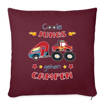 Camping Monster Truck - Coole Jungs gehen campen - Sofakissenbezug 45 x 45 cm - Burgunderrot - Vorne