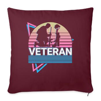 Vétéran de l’armée américaine Soldat américain Rétro Cadeau - Housse de coussin décorative 45 x 45 cm - bordeaux - Devant