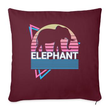 Cadeau rétro éléphant - Housse de coussin décorative 45 x 45 cm - bordeaux - Devant