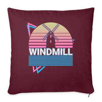 Windmühle Retro Geschenk - Sofakissenbezug 45 x 45 cm - Burgunderrot - Vorne