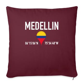 Medellin Breitengrad Standort In Kolumbien - Sofakissenbezug 45 x 45 cm - Burgunderrot - Vorne