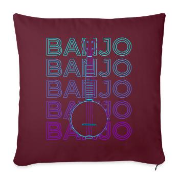 Banjo Guitare Rétro Cadeau - Housse de coussin décorative 45 x 45 cm - bordeaux - Devant