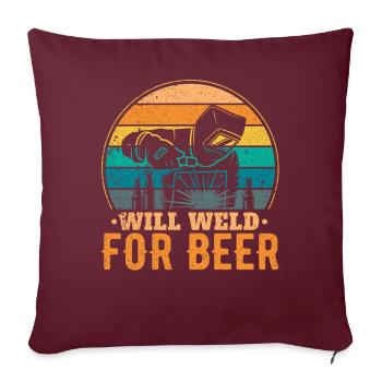 Drôle de soudeur Cadeau de soudeur - Housse de coussin décorative 45 x 45 cm - bordeaux - Devant