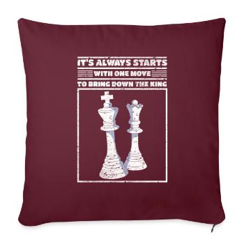 La sagesse des échecs commence un mouvement pour faire tomber le roi - Housse de coussin décorative 45 x 45 cm - bordeaux - Devant
