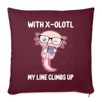 Drôle math Kawaii Axolotl Cadeau - Housse de coussin décorative 45 x 45 cm - bordeaux - Devant